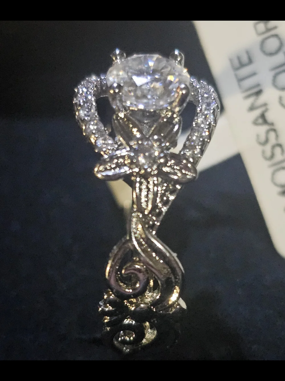 Ornate Halo Moissanite Ring Whimsical S925